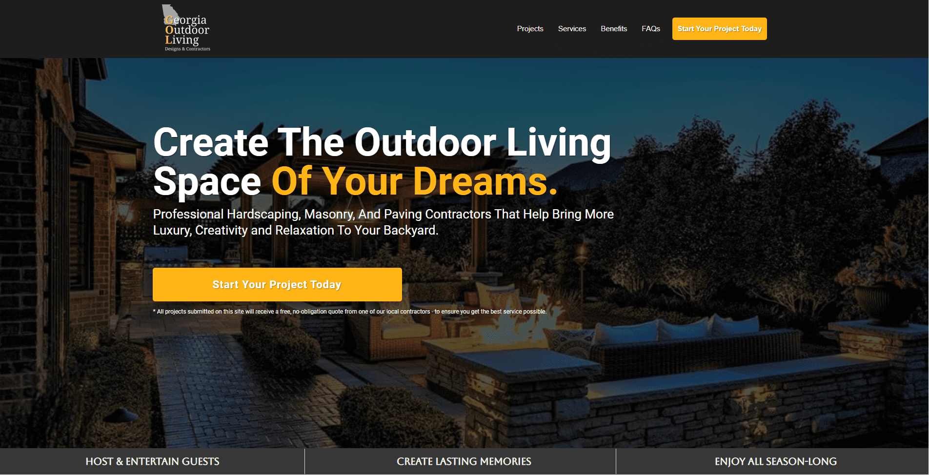A Professionally Designed WordPress Website Built As A Lead Generation Asset For An Outdoor Living, Hardscaping, And Masonry Contractor Business In Georgia