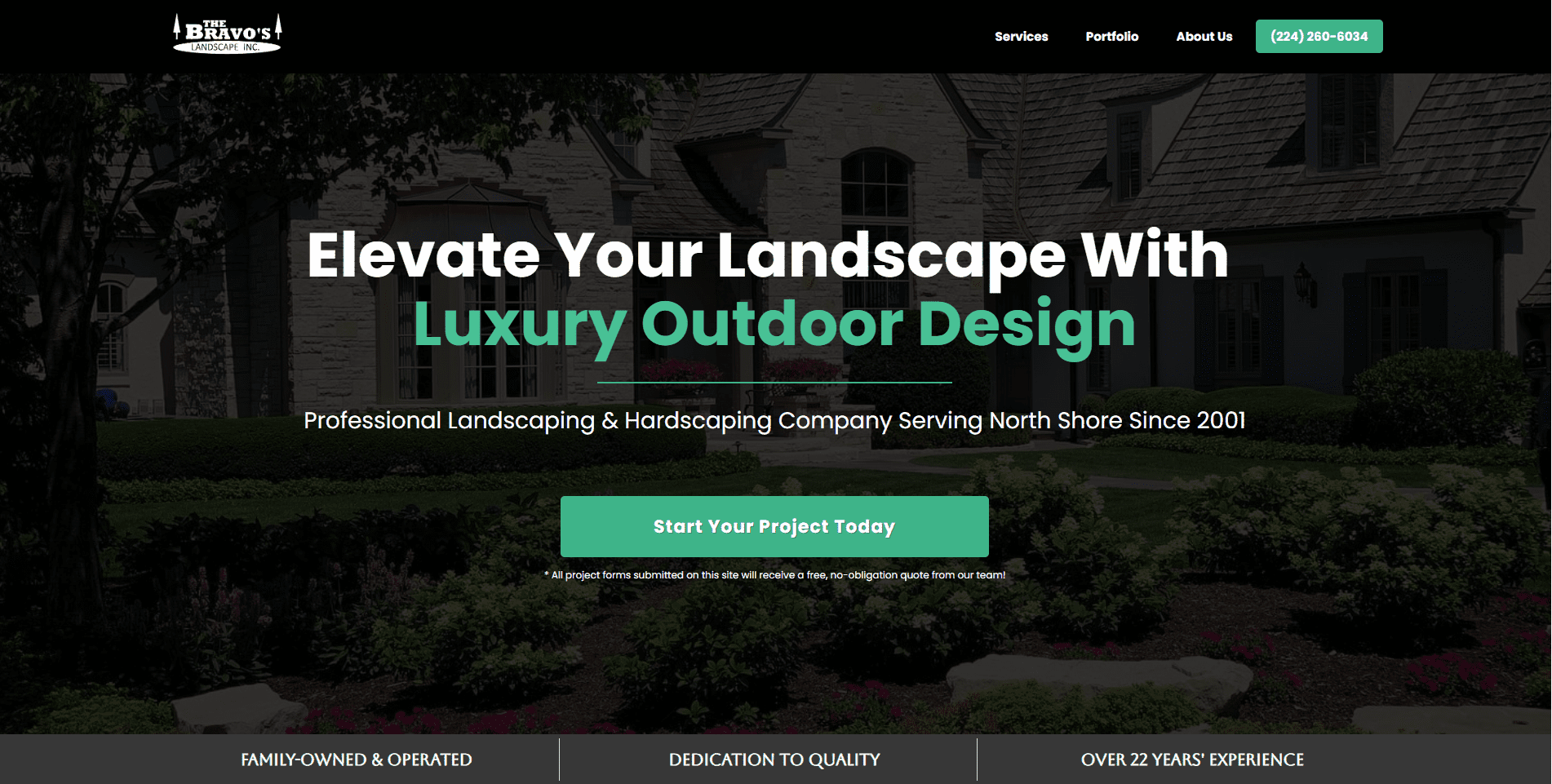 Strategic visibility Website Design Services - Recent Project - The Bravos Landscape, Landscaping and Hardscape Design Company